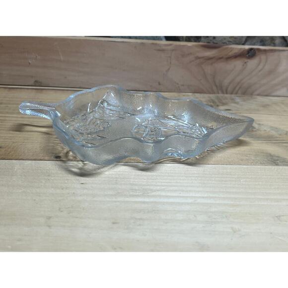 Christmas Decor Clear Glass Dish. Tree shape Candy. Nuts Trinkets. Bells. Cabin - Picture 3 of 7